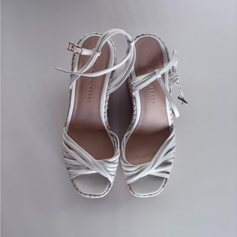 Veronica Beard White Strappy Sandals Wedges
